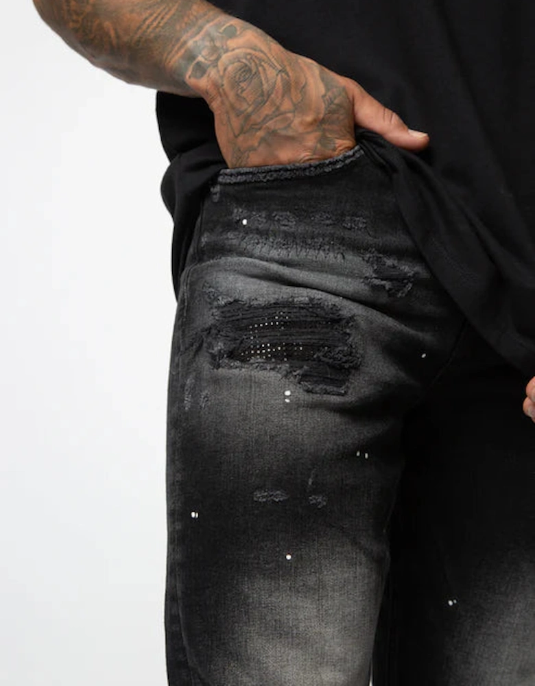 Ginostra Ripped & Paint Splattered Jean - Black