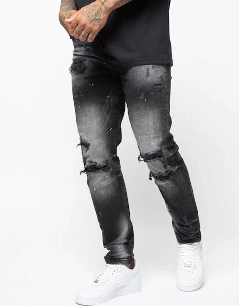 Ginostra Ripped & Paint Splattered Jean - Black