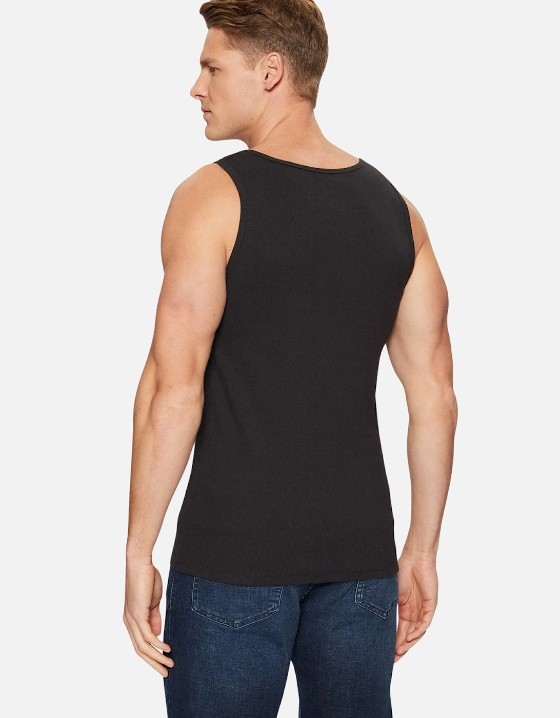 3-Pack Classic-Fit Ribbed Tank Top Vests, Black