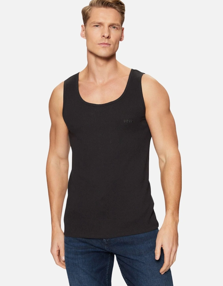 3-Pack Classic-Fit Ribbed Tank Top Vests, Black