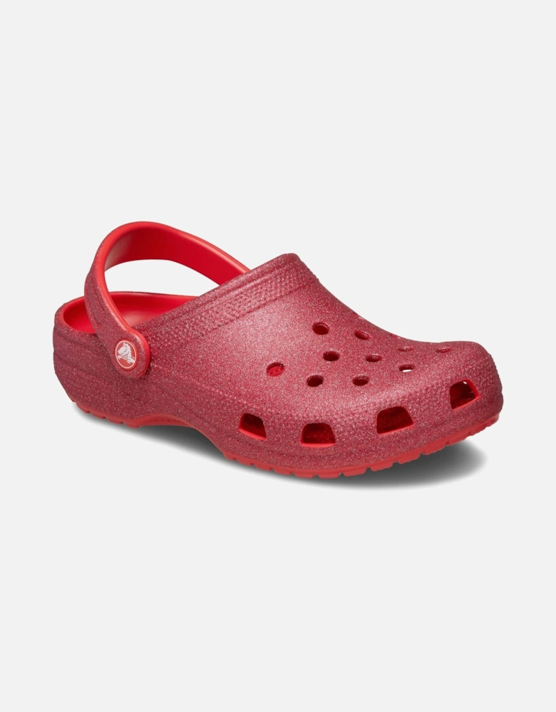 model Classic Glitter Clog Unisex in Cherry Red