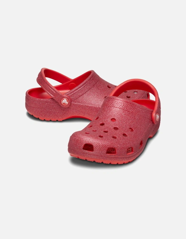 model Classic Glitter Clog Unisex in Cherry Red