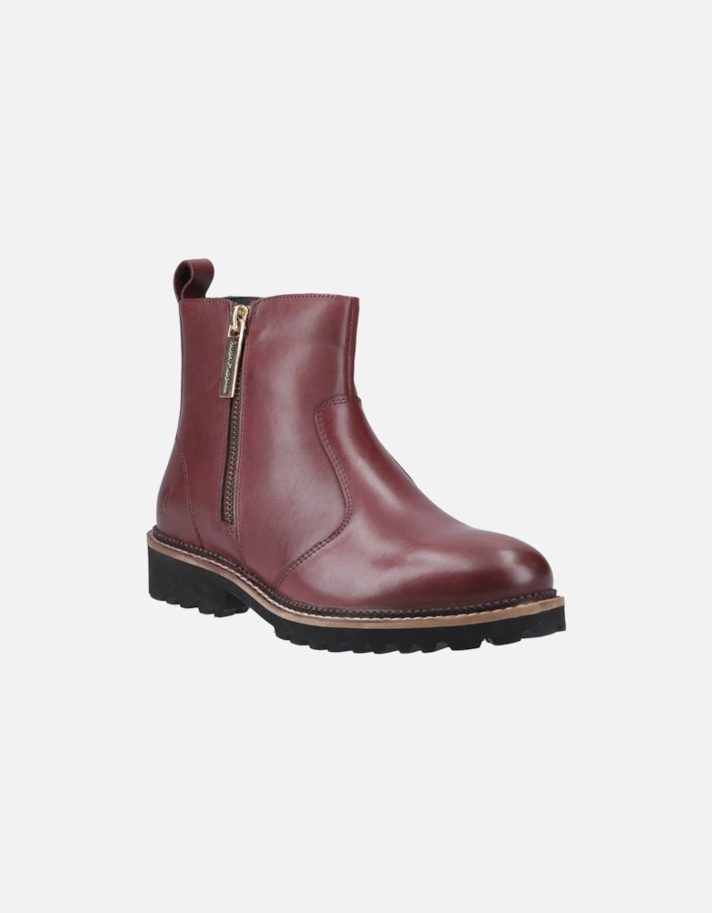 model Grace Zip Boot Female in Burgundy