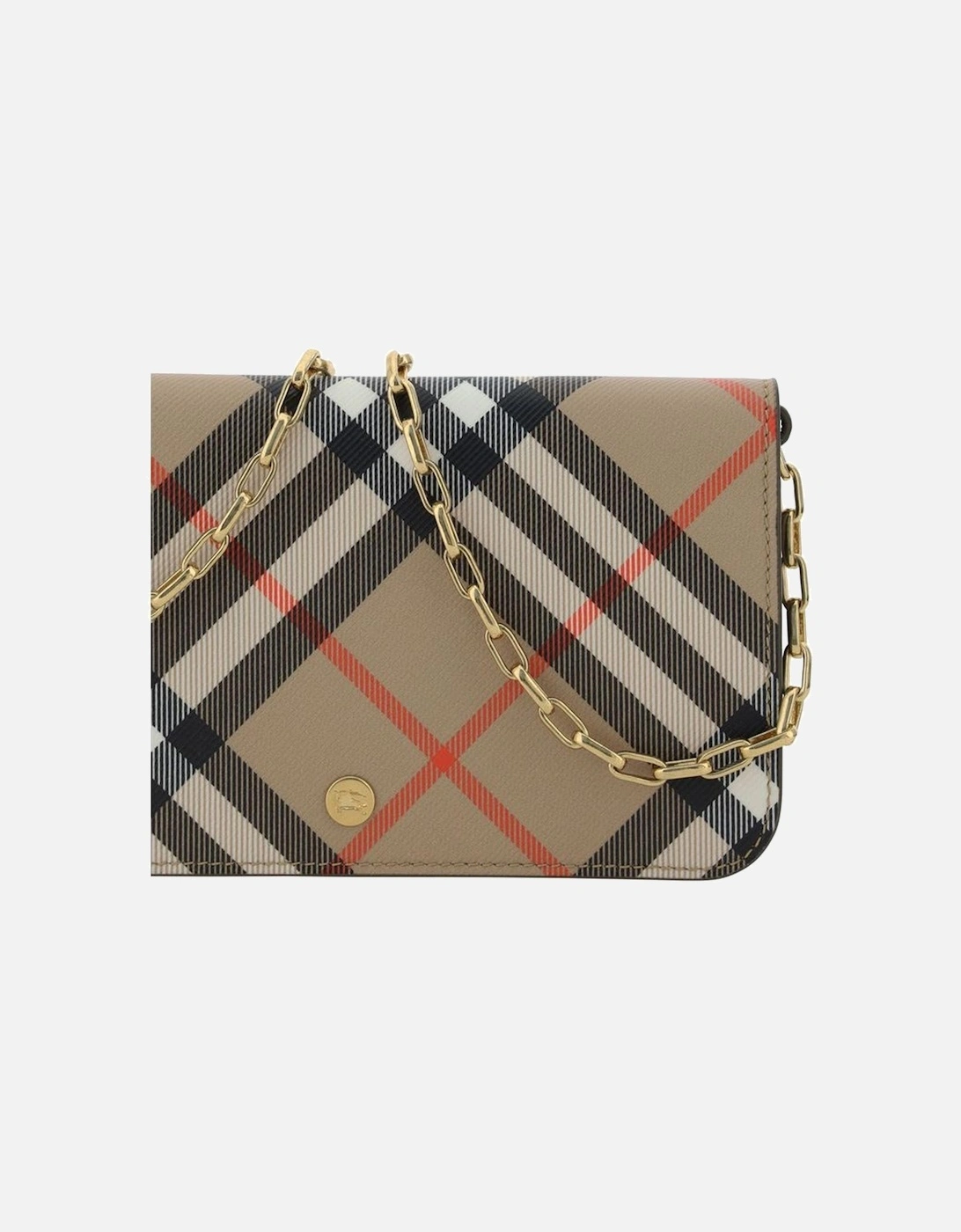 Check Archive Pattern Wallet with Chain Strap Women - Brown