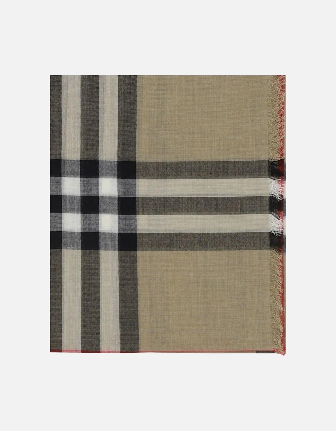 Silk Wool-Blend Check Scarf with Frayed Hems Women - Brown Scarves