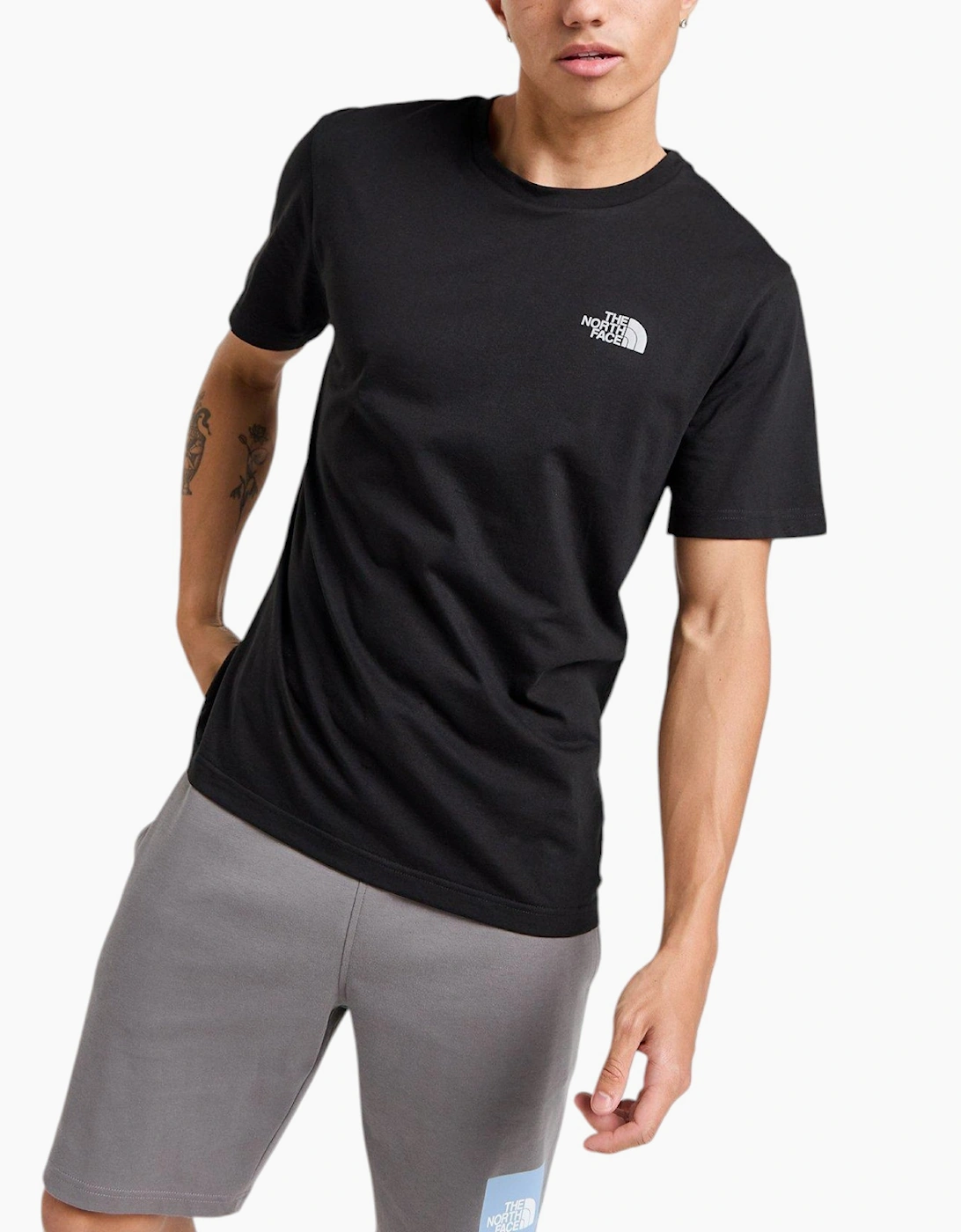 Men's The North Face Mens T Shirts Simple Dome Crew Neck Sports Cotton Black T-Shirt - Size: 40