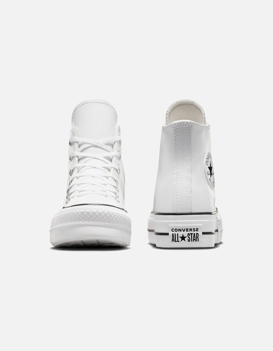 Womens Leather Lift Hi Top Trainers - White/Black