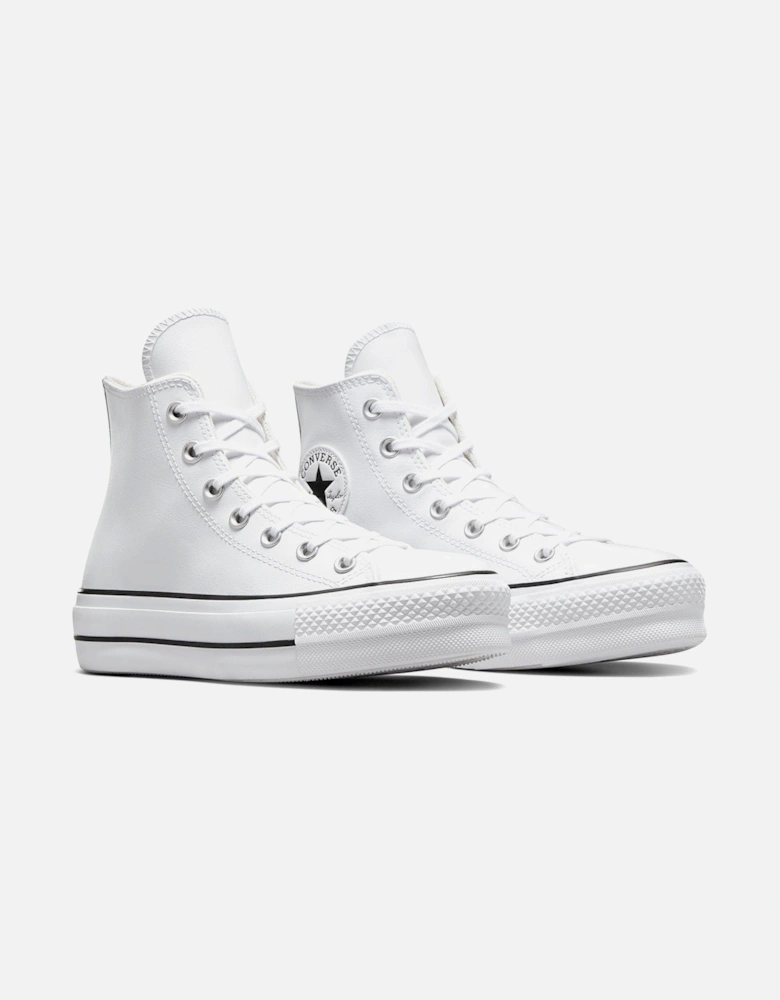 Womens Leather Lift Hi Top Trainers - White/Black