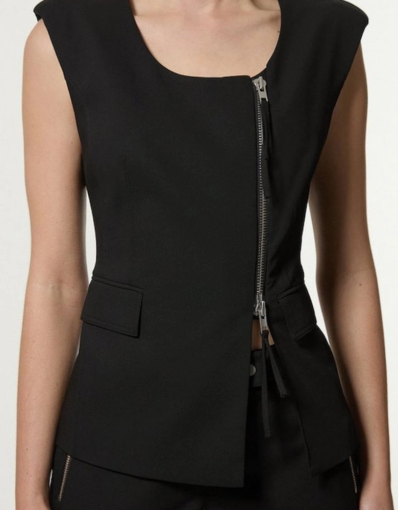 Tailored Viscose Zip Through Multi Stitch Waistcoat