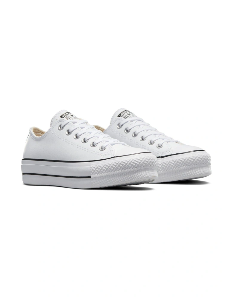 Womens Leather Lift Ox Trainers - White/Black