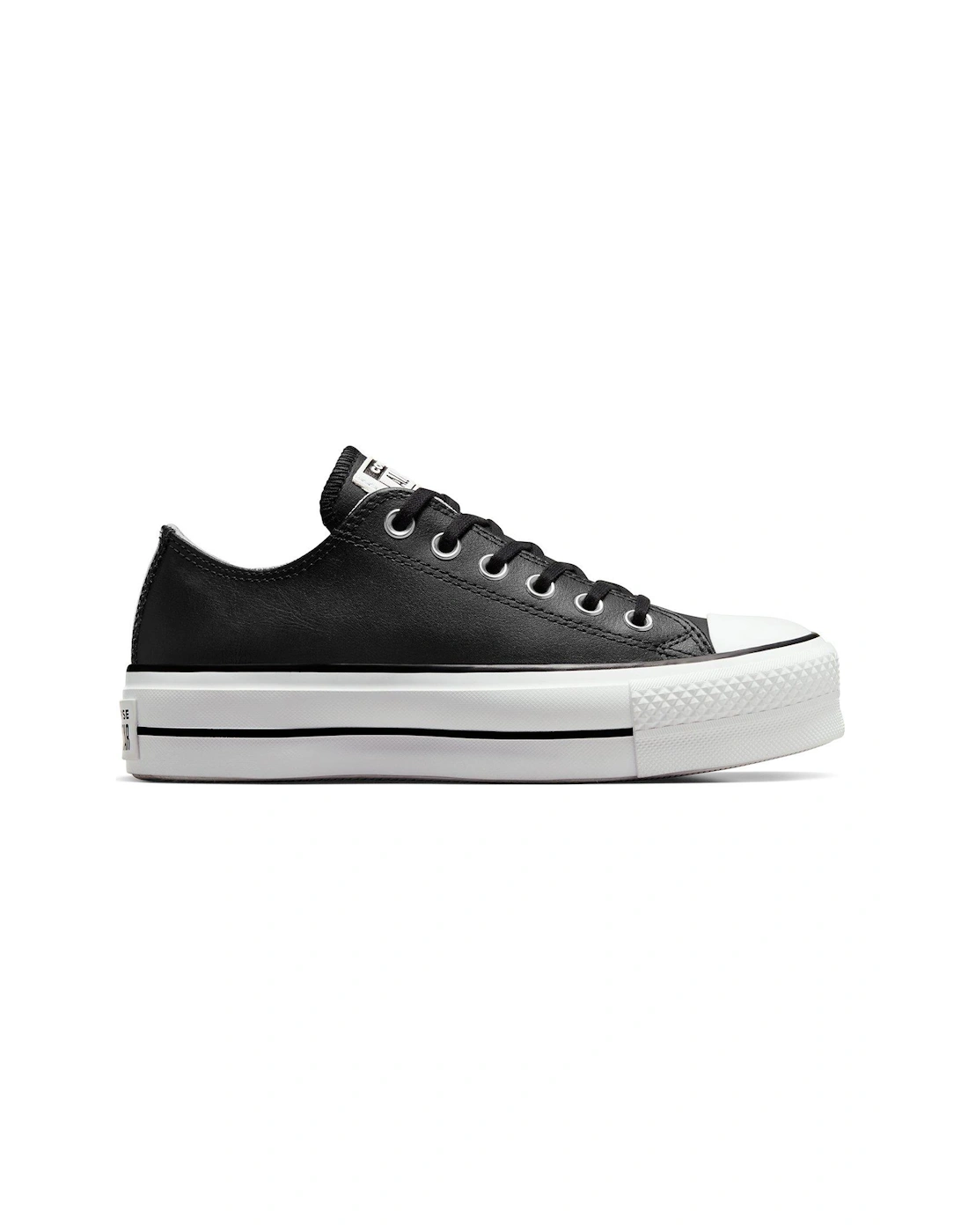 Womens Leather Lift Ox Trainers - Black/White