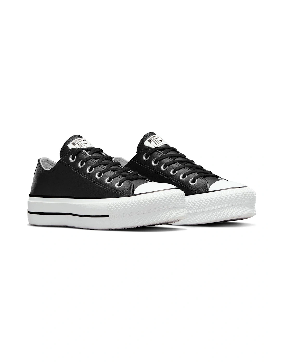 Womens Leather Lift Ox Trainers - Black/White