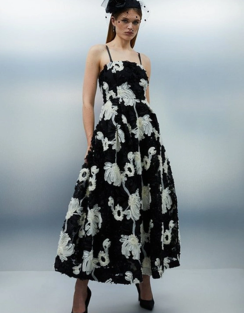 Mono Textured Strapless Woven Prom Maxi Dress