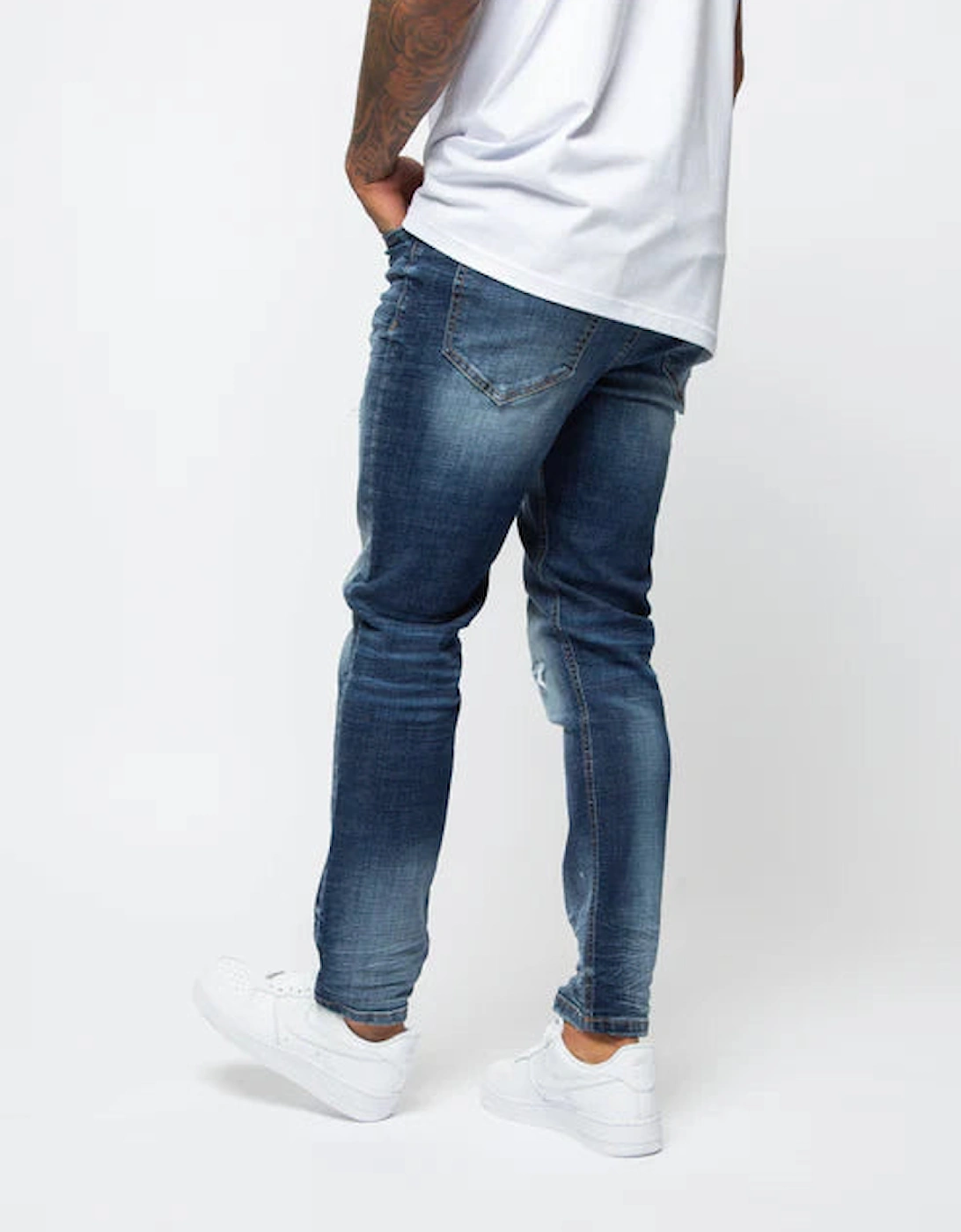 Temo Rip & Repair Jeans - Indigo Blue