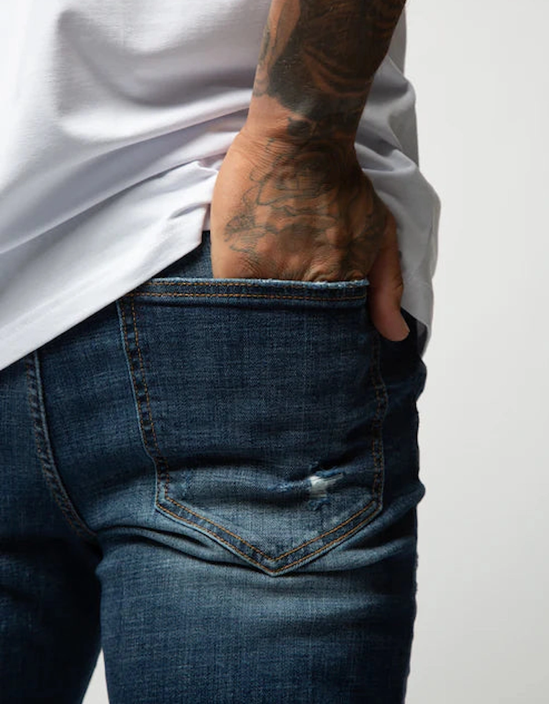 Temo Rip & Repair Jeans - Indigo Blue