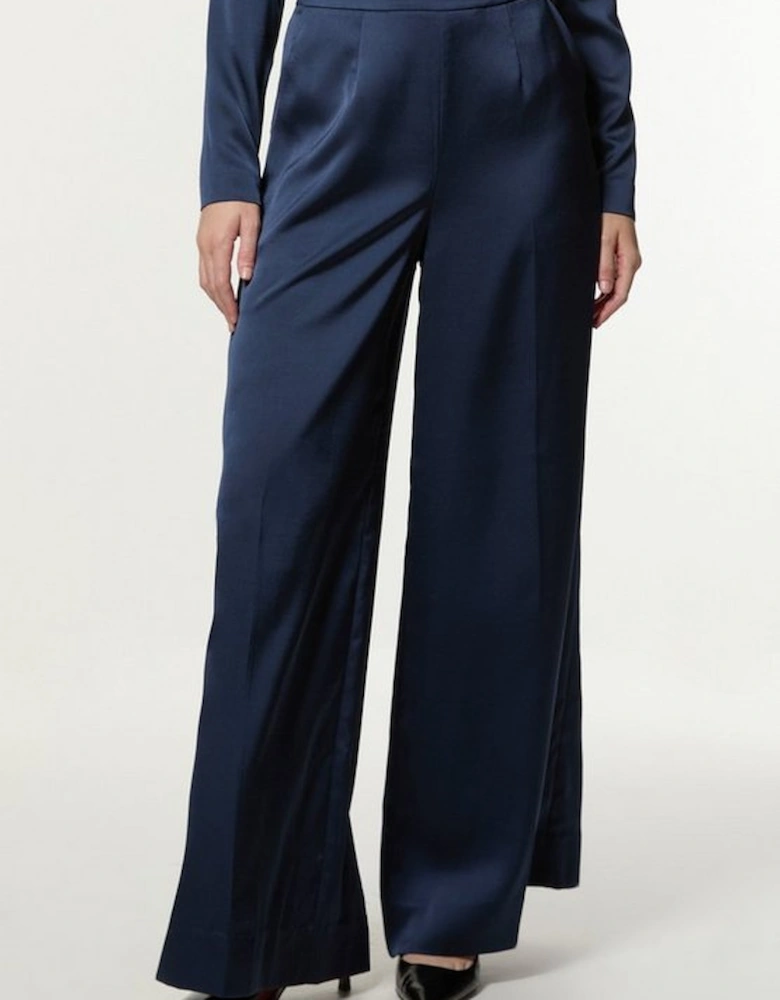 Satin Back Crepe Wide Leg Woven Trouser