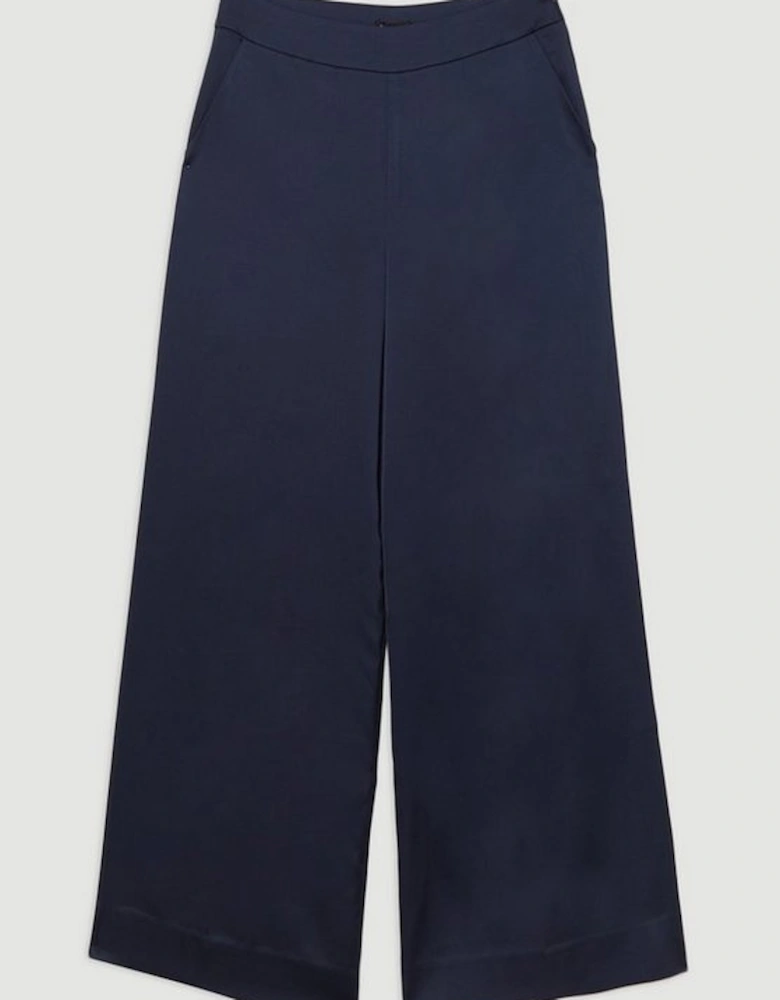 Satin Back Crepe Wide Leg Woven Trouser