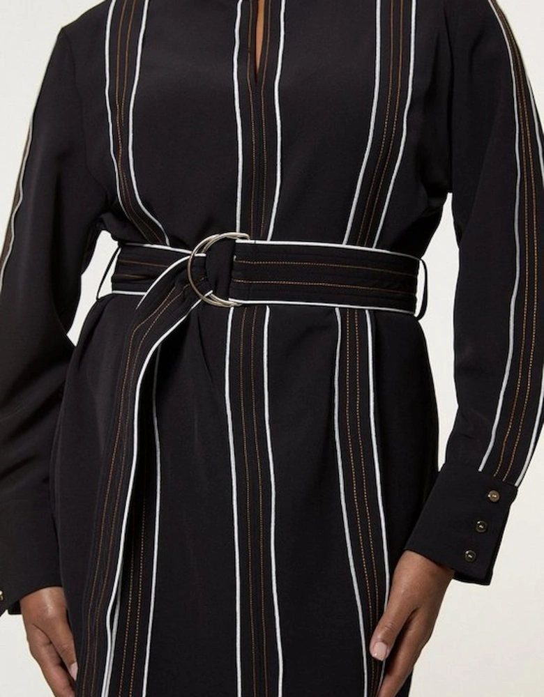 Plus Size Soft Tailored Contrast Tipped Belted Midaxi Dress