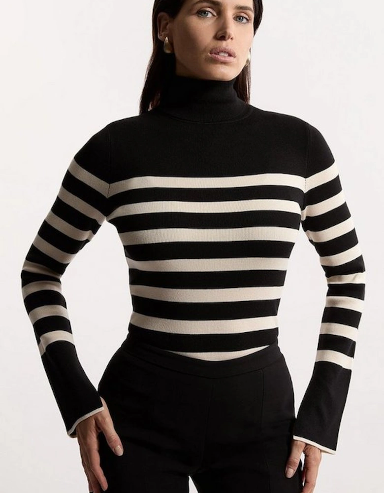 Viscose Blend Turtle Neck Knit Jumper