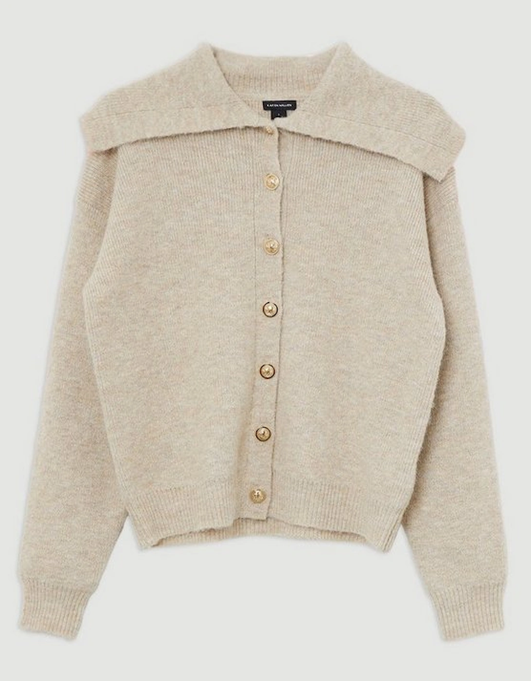 Wool Blend Cosy Knit Fly Collar Boxy Cardi