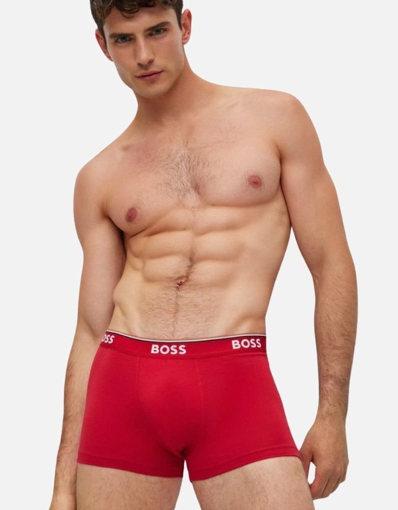 3-Pack Power Logo Boxer Trunks, Red/Blue/Black