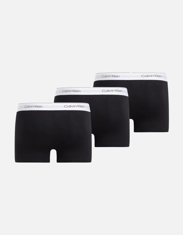 Modern Cotton Stretch 3-Pack Boxer Trunks, Black with white