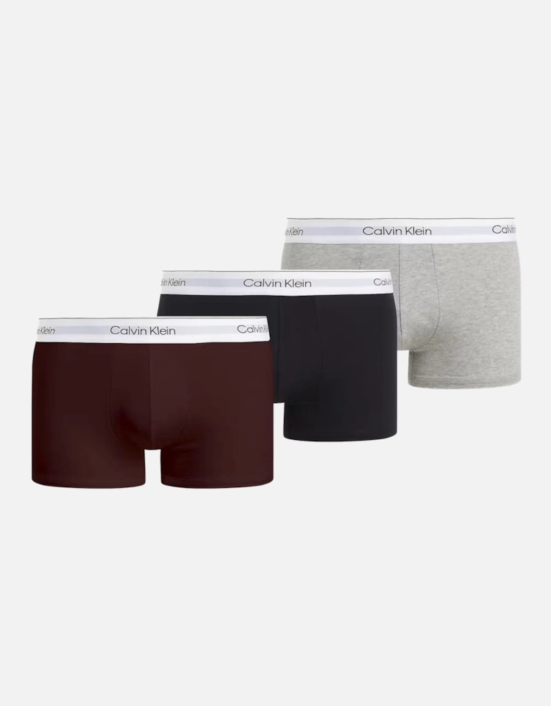 3-Pack Modern Cotton Boxer Trunks, Rusted Root / Black / Rock Ridge