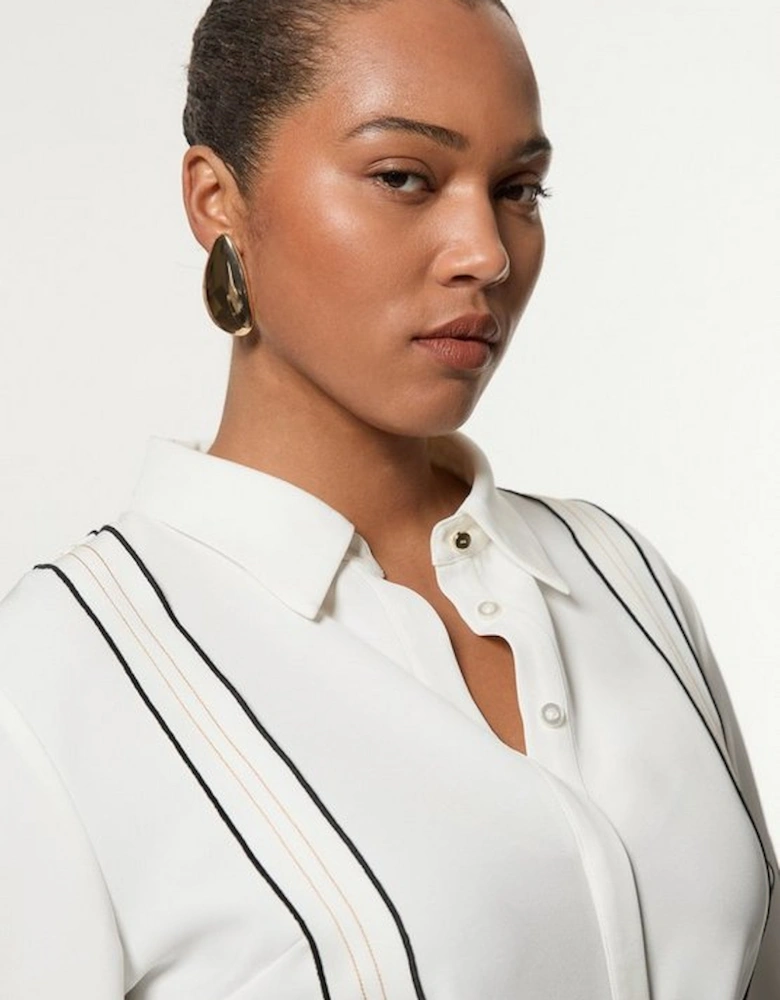 Plus Size Soft Tailored Contrast Tipped Shirt