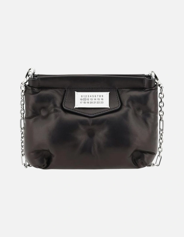 Quilted Leather Pouch Bag with Chain Strap Women - Black Clutch Bags