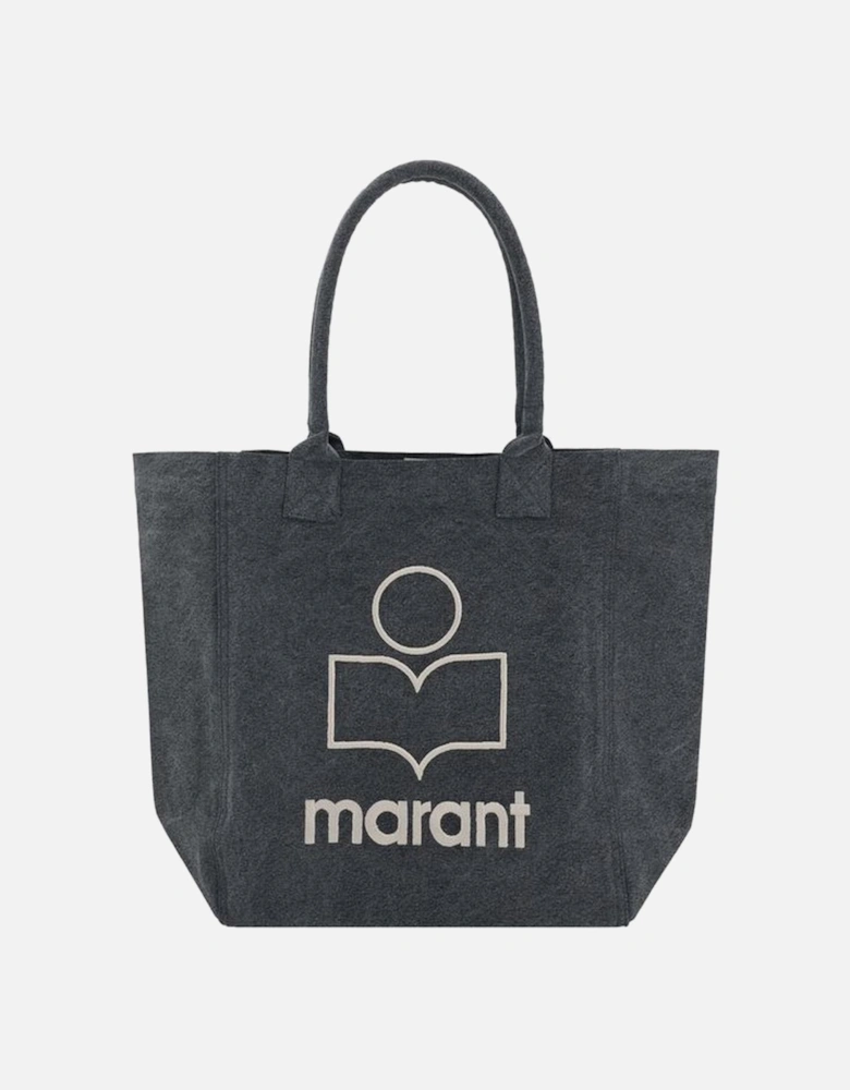 Cotton Tote Bag with Contrasting Logo Women - Gray Shoulder Bags