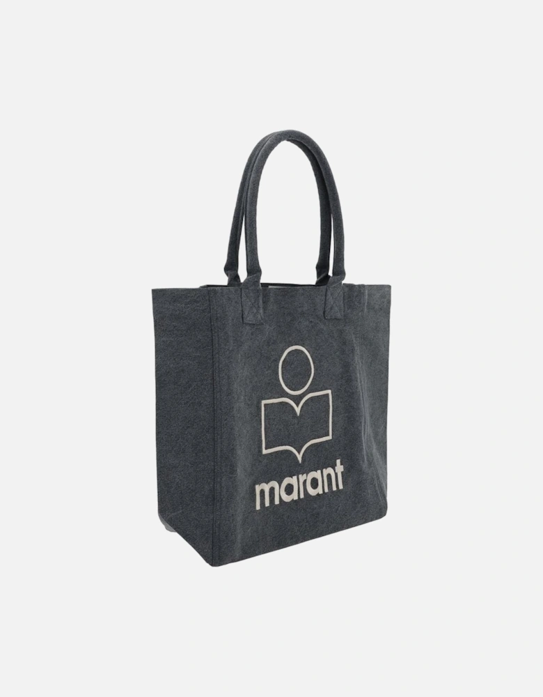 Cotton Tote Bag with Contrasting Logo Women - Gray Shoulder Bags