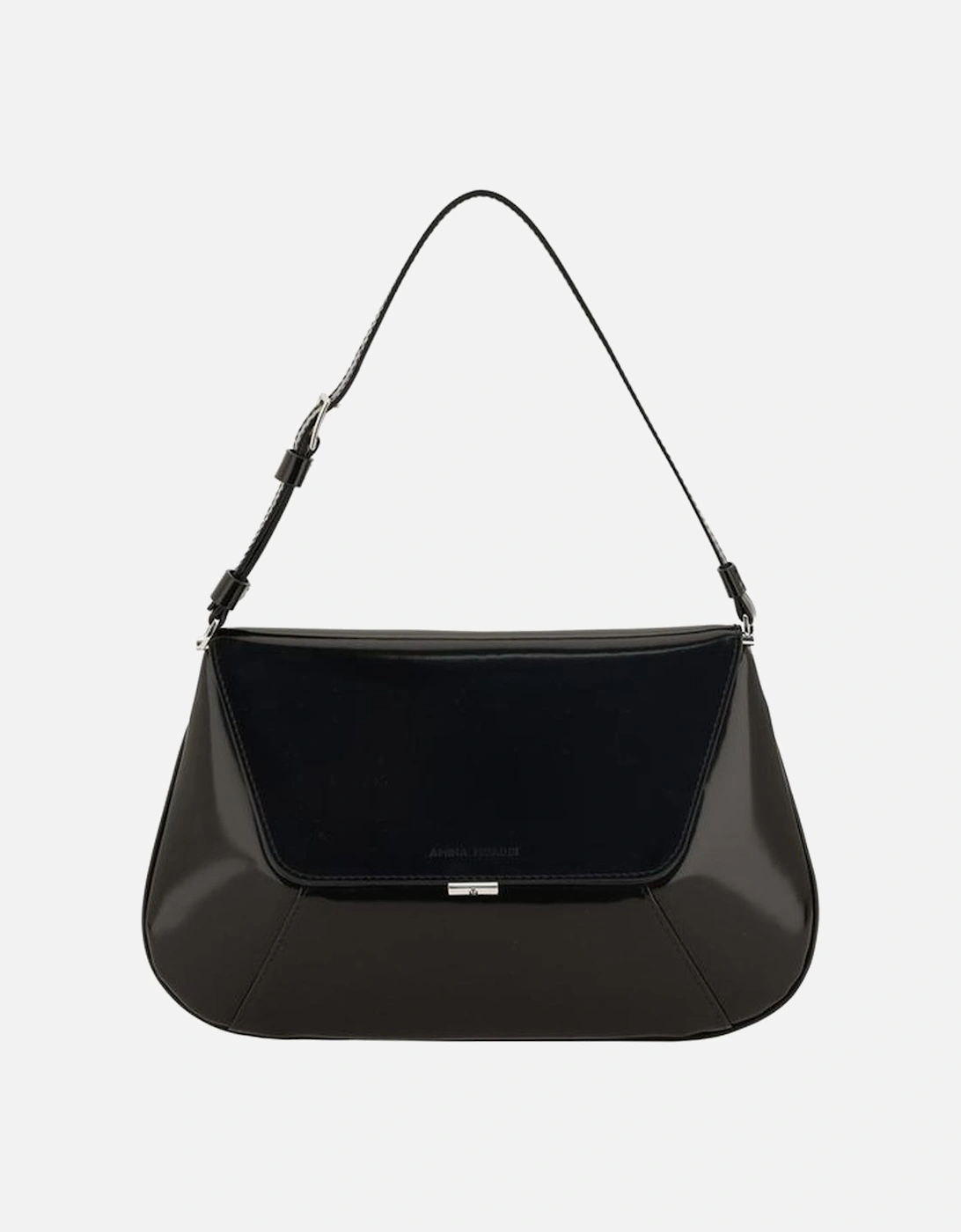 Amina Muaddi Womens Geometric Design Leather Shoulder Bag with Adjustable Handle - Black - Size: ONE size - Love the Sales