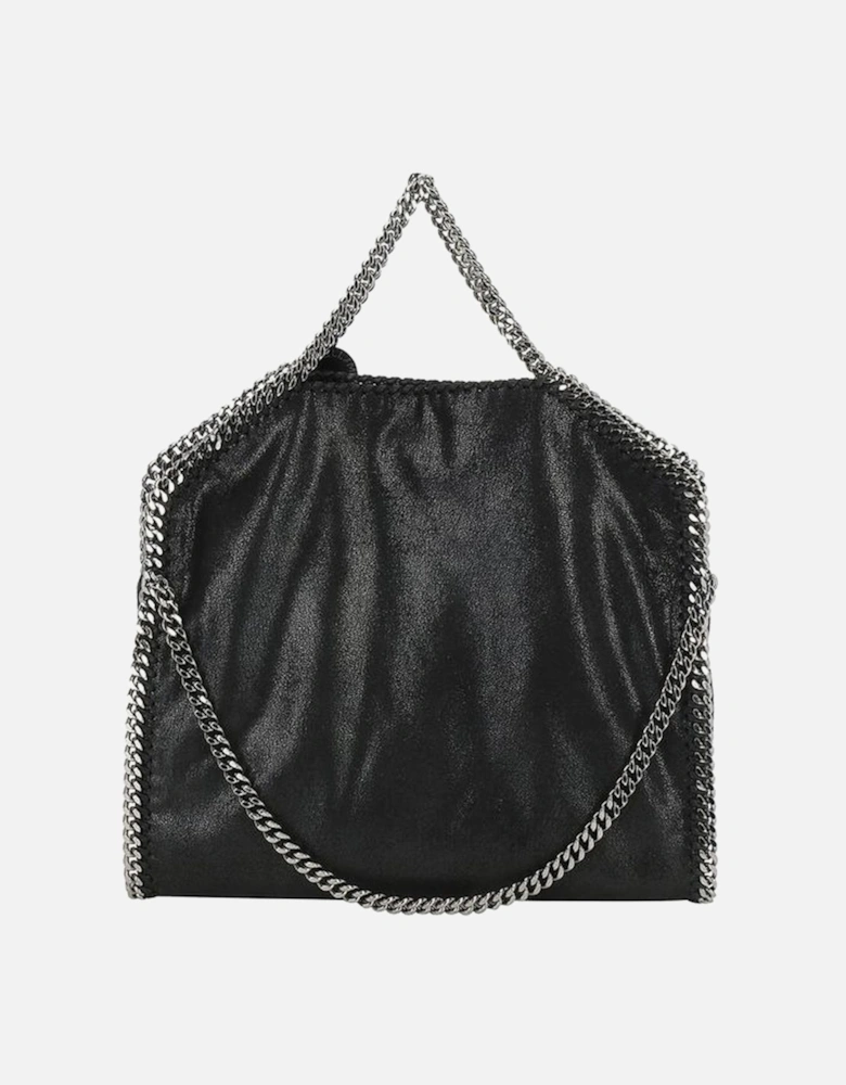 Fold Over Tote Handbag with Chains Women - Black
