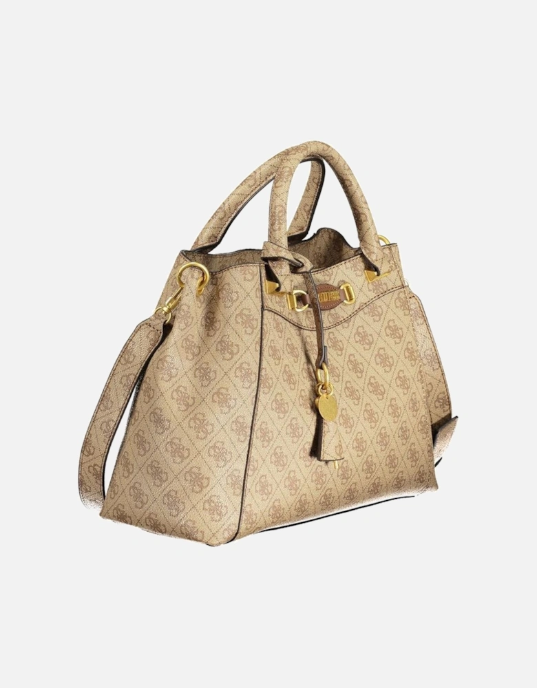 Logo Bag with Adjustable Strap and Protective Feet Women - Beige