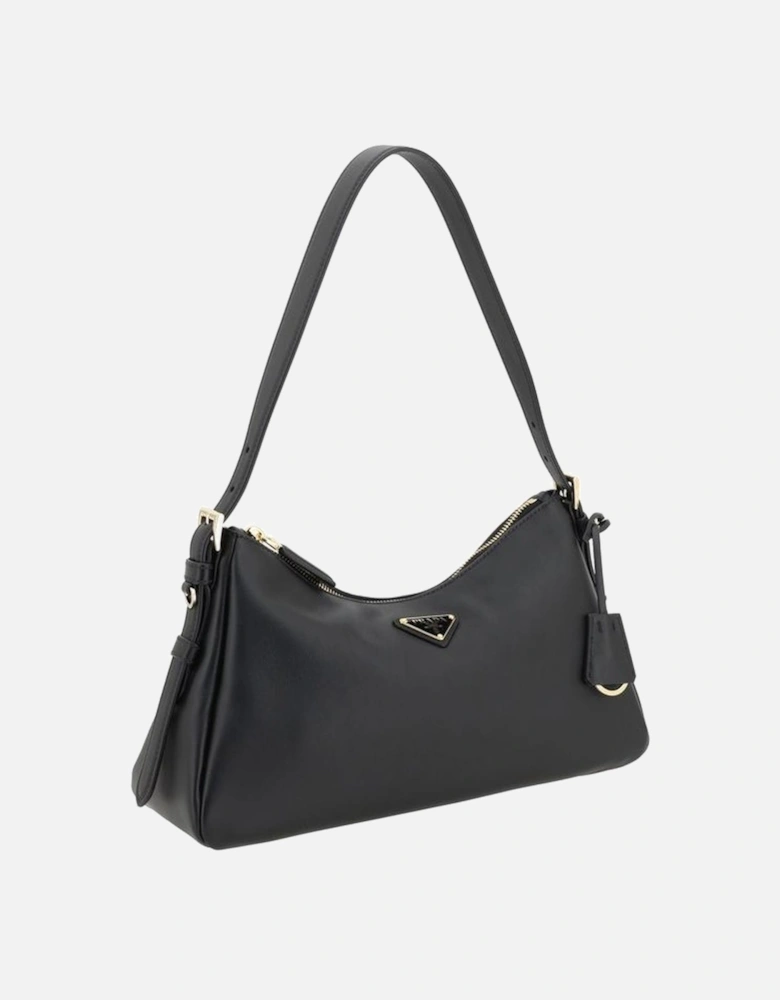 Medium Leather Shoulder Bag with Adjustable Strap Women - Black