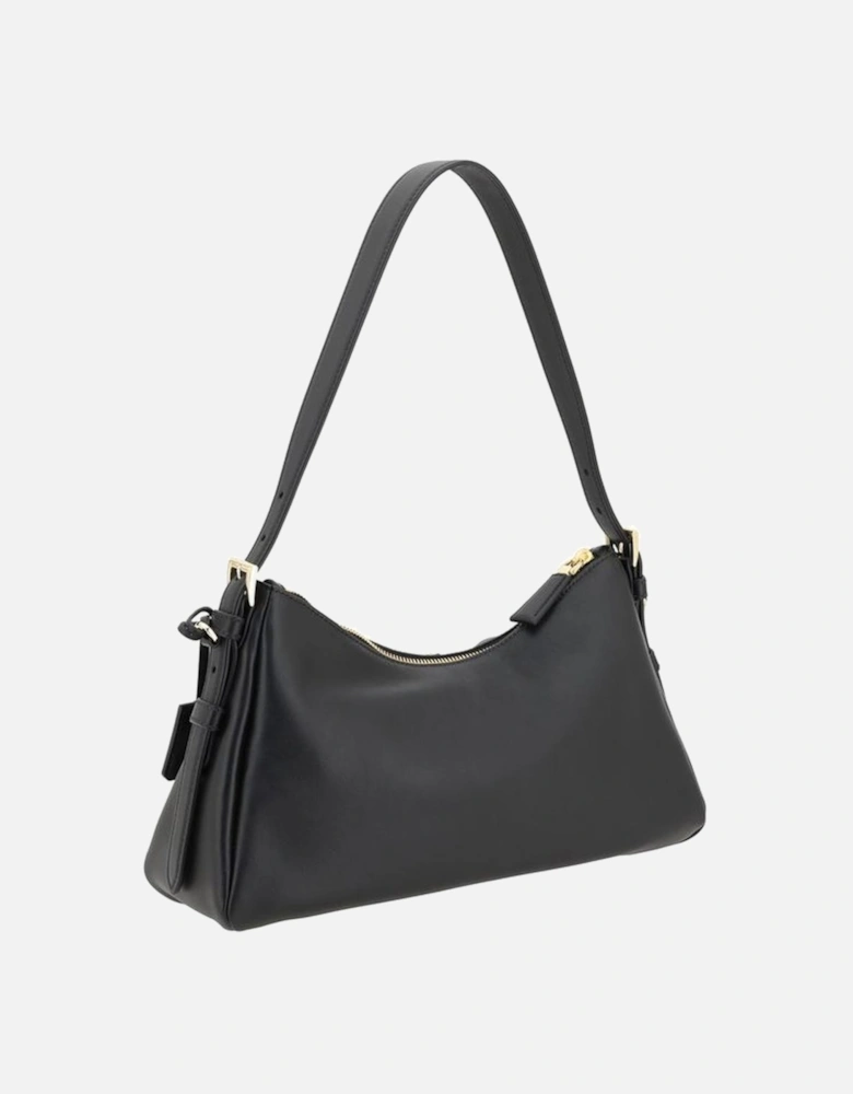 Medium Leather Shoulder Bag with Adjustable Strap Women - Black