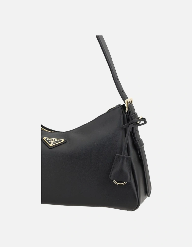 Medium Leather Shoulder Bag with Adjustable Strap Women - Black
