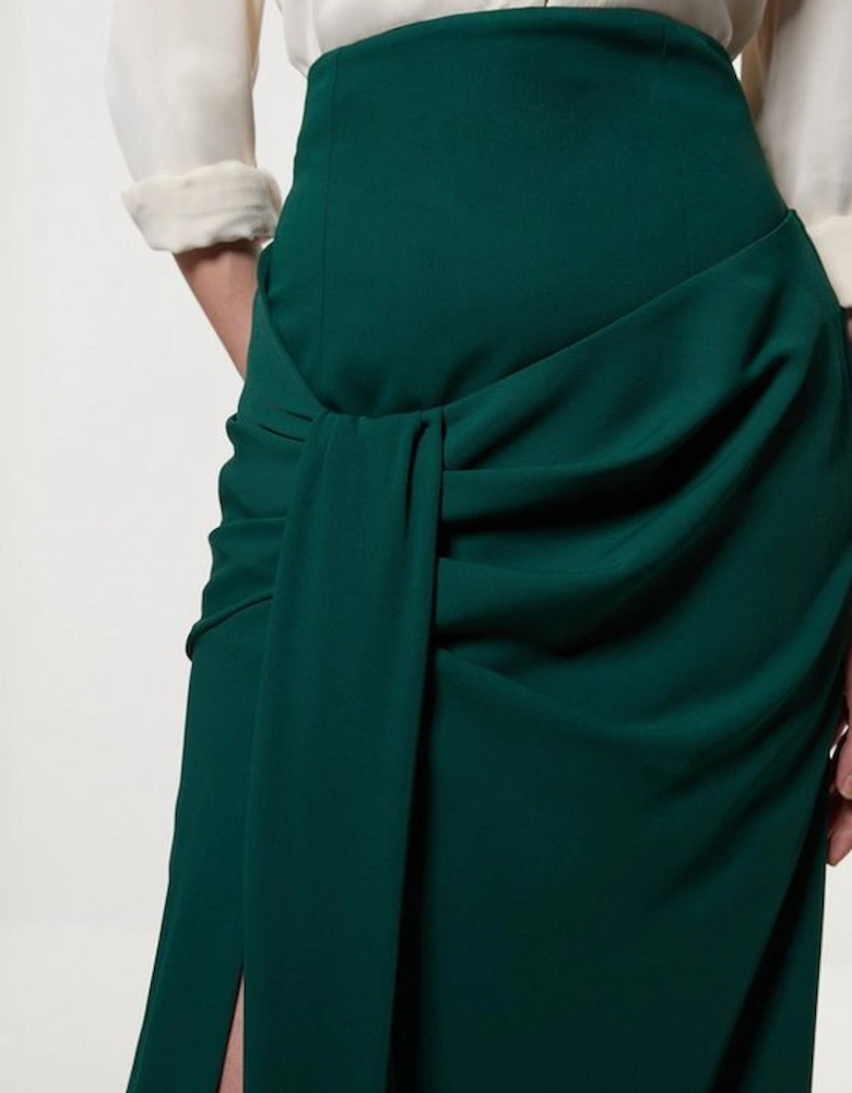 Soft Tailored High Waisted Draped Maxi Skirt