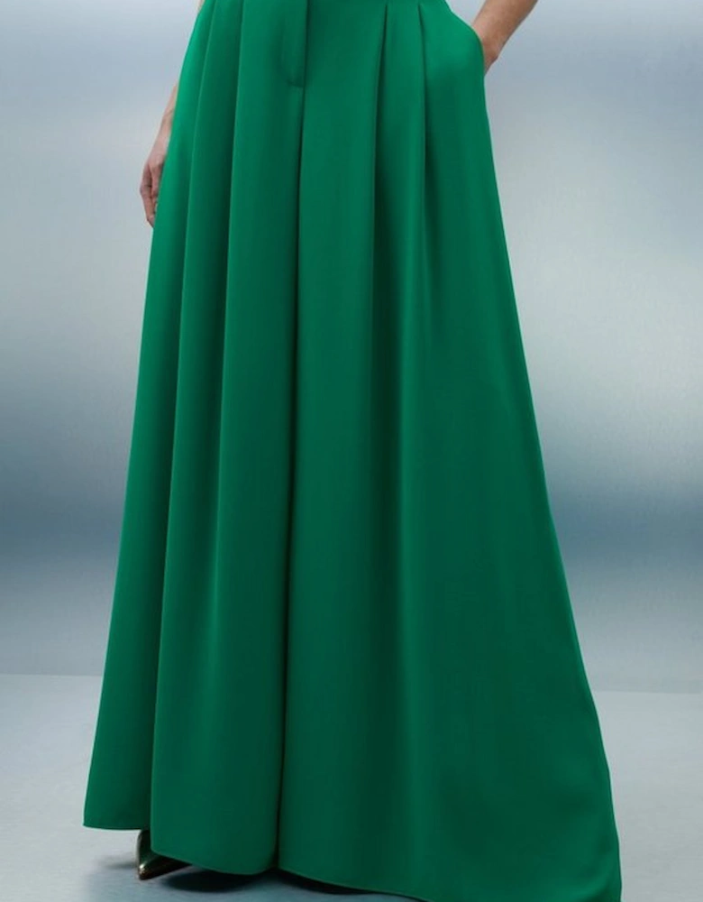 Soft Tailored Colour Block Waist Wide Leg Trousers