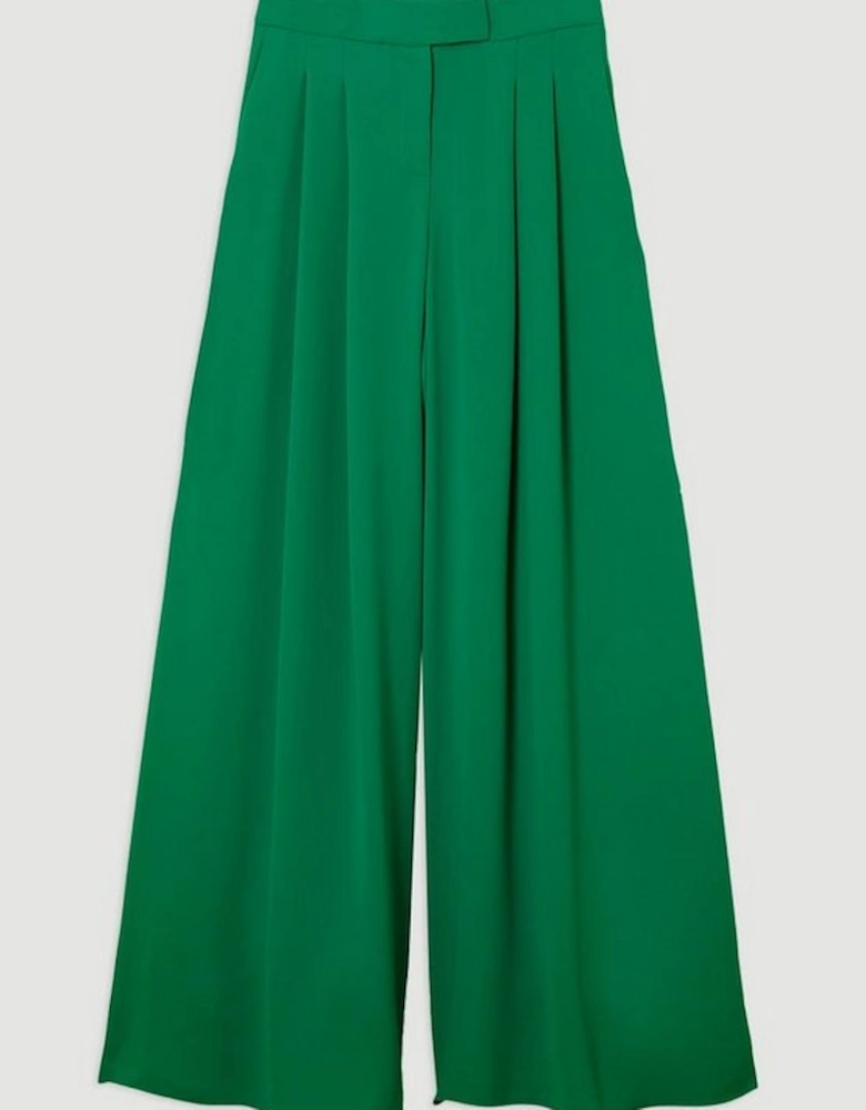 Soft Tailored Colour Block Waist Wide Leg Trousers