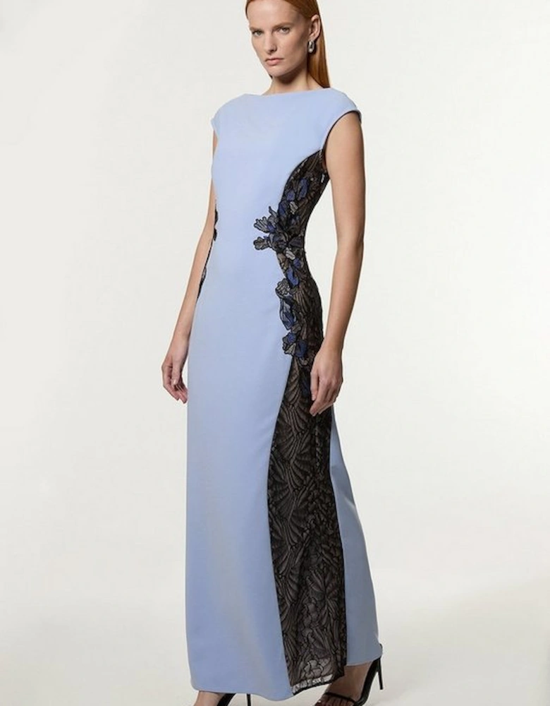 Tall Lace Applique Contrast Sleeveless Tailored Maxi Dress