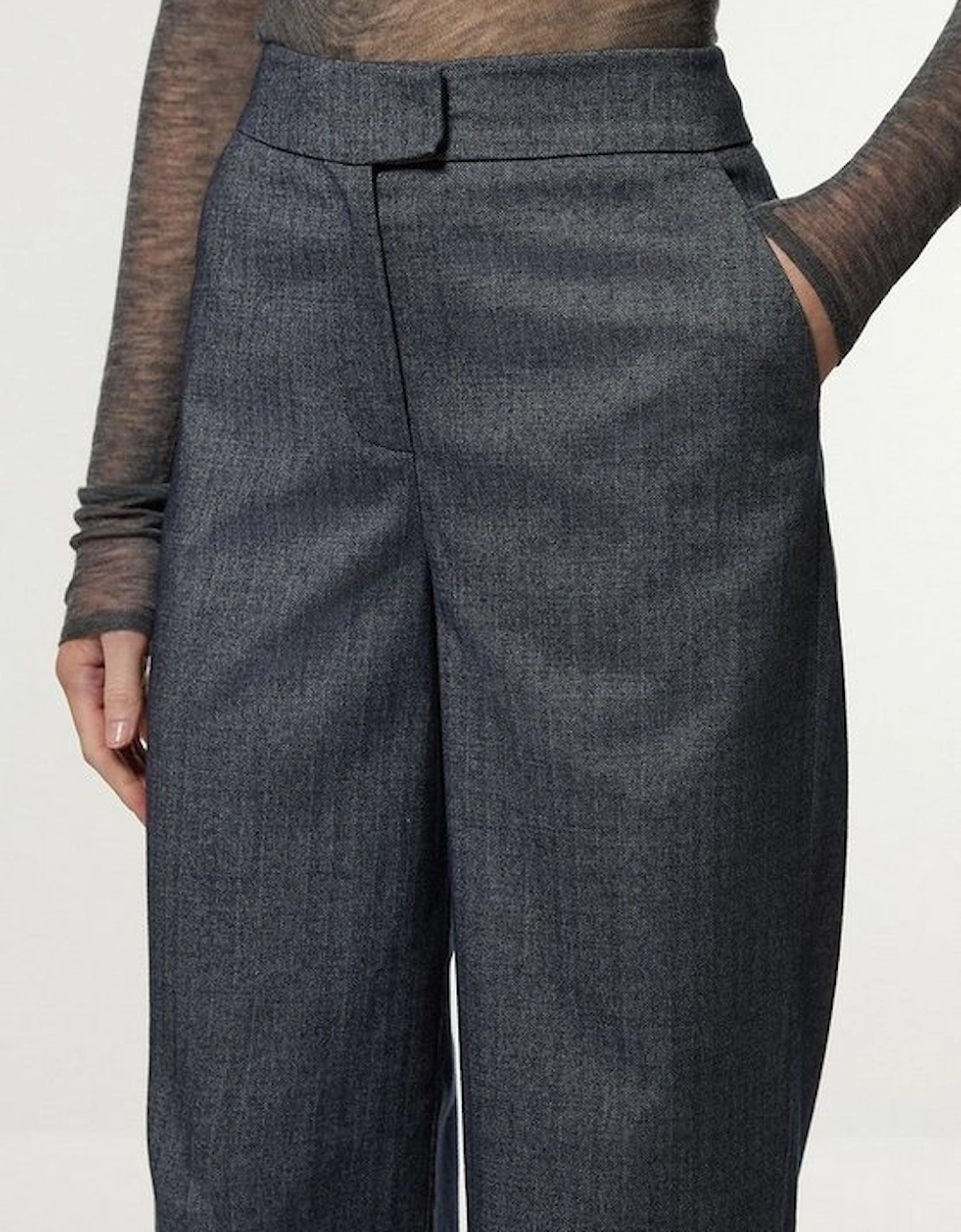 Herringbone Tailored Wide Leg Trousers