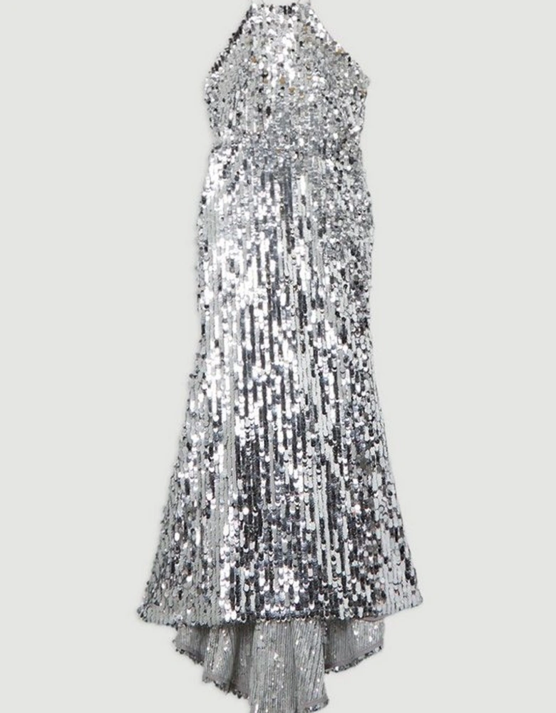 Sequin Fishtail Halterneck Maxi Dress