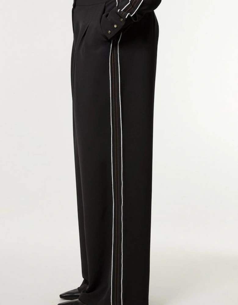 Plus Size Soft Tailored Contrast Tipped Wide Leg Trouser