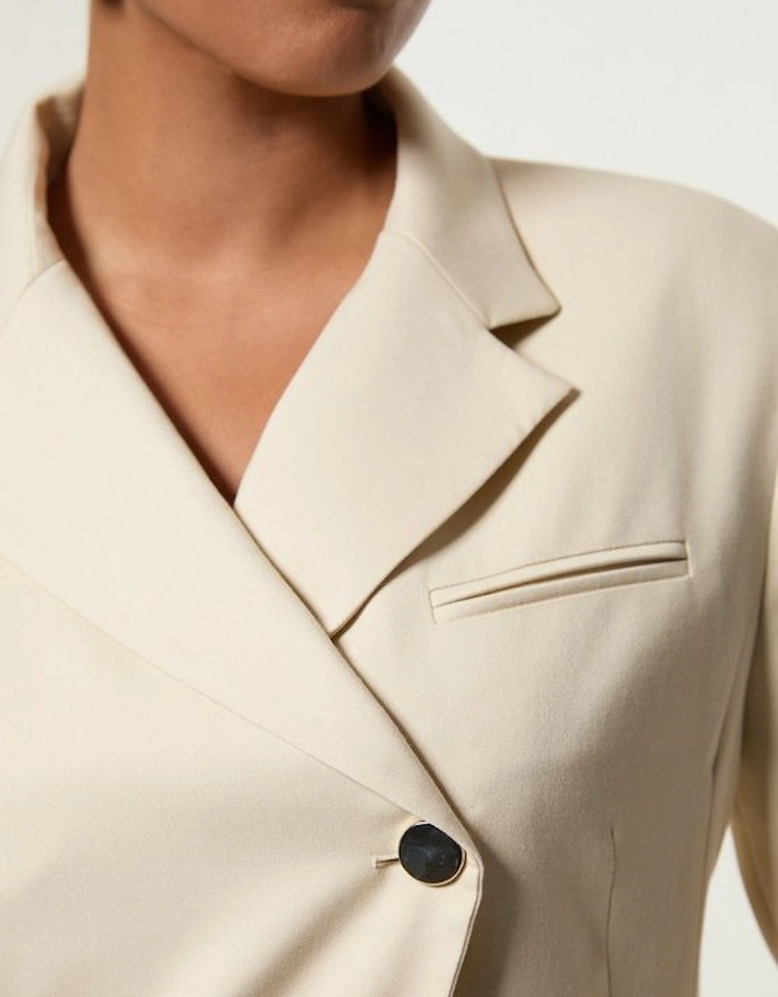 Plus Size Soft Structured Asymmetric Tailored Single Breasted Blazer