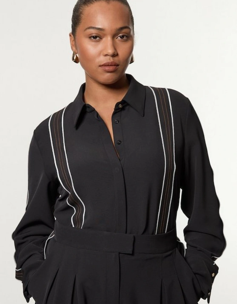 Plus Size Soft Tailored Contrast Tipped Shirt