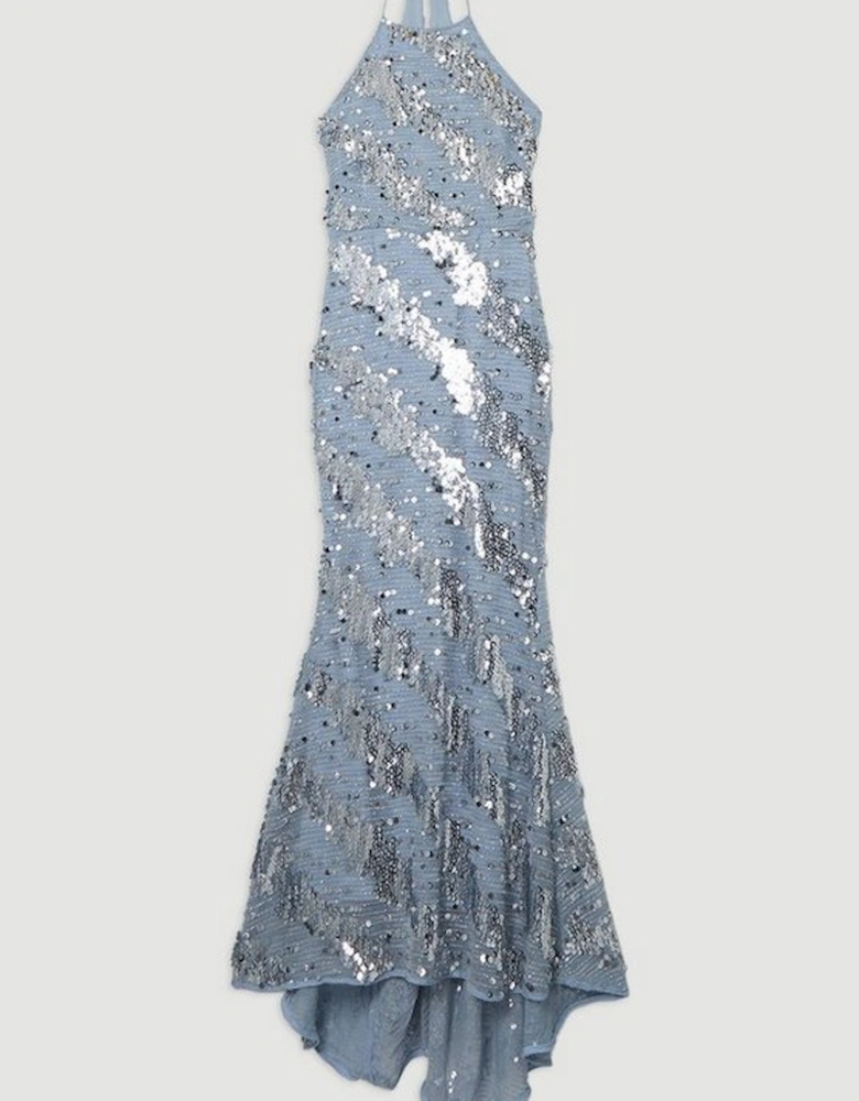 Tall Placed Sequin Fishtail Maxi Dress