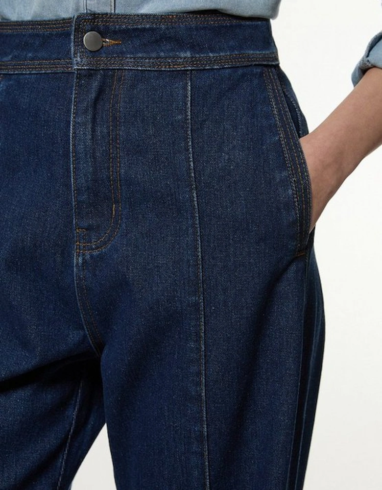 Denim Contrast Stitch Detail Straight Leg Jean