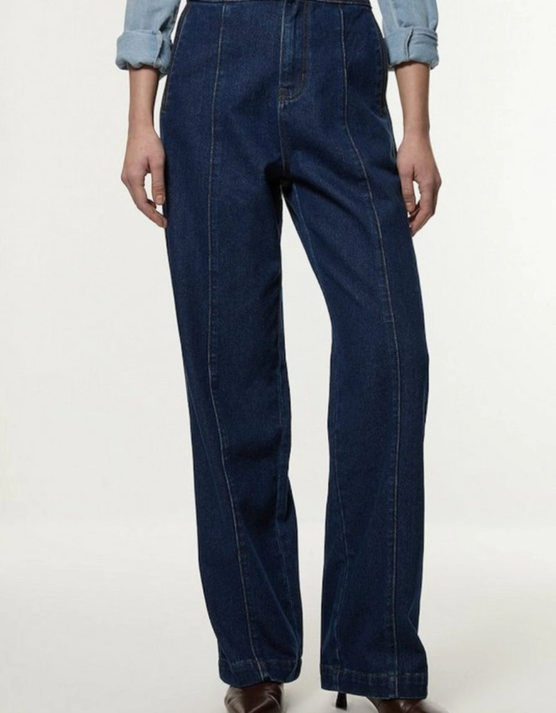 Denim Contrast Stitch Detail Straight Leg Jean