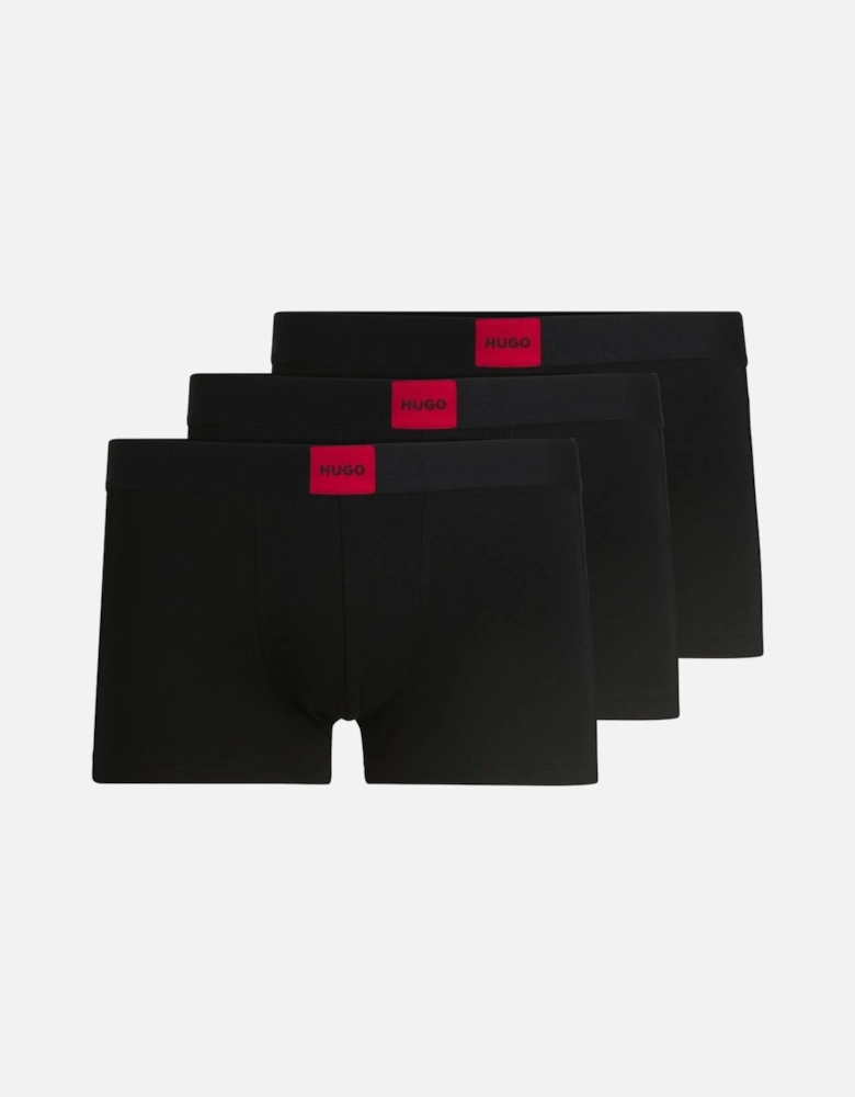 3-Pack Logo Patch Galaxy Boxer Trunks, Black